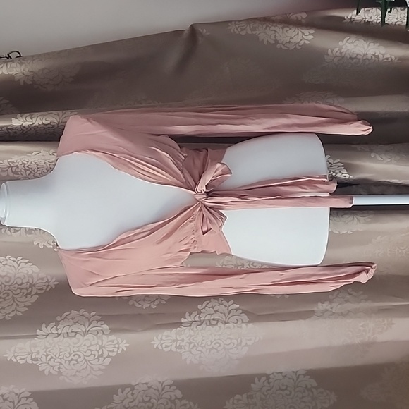 Windsor top in nude wrap tie front - Picture 1 of 8